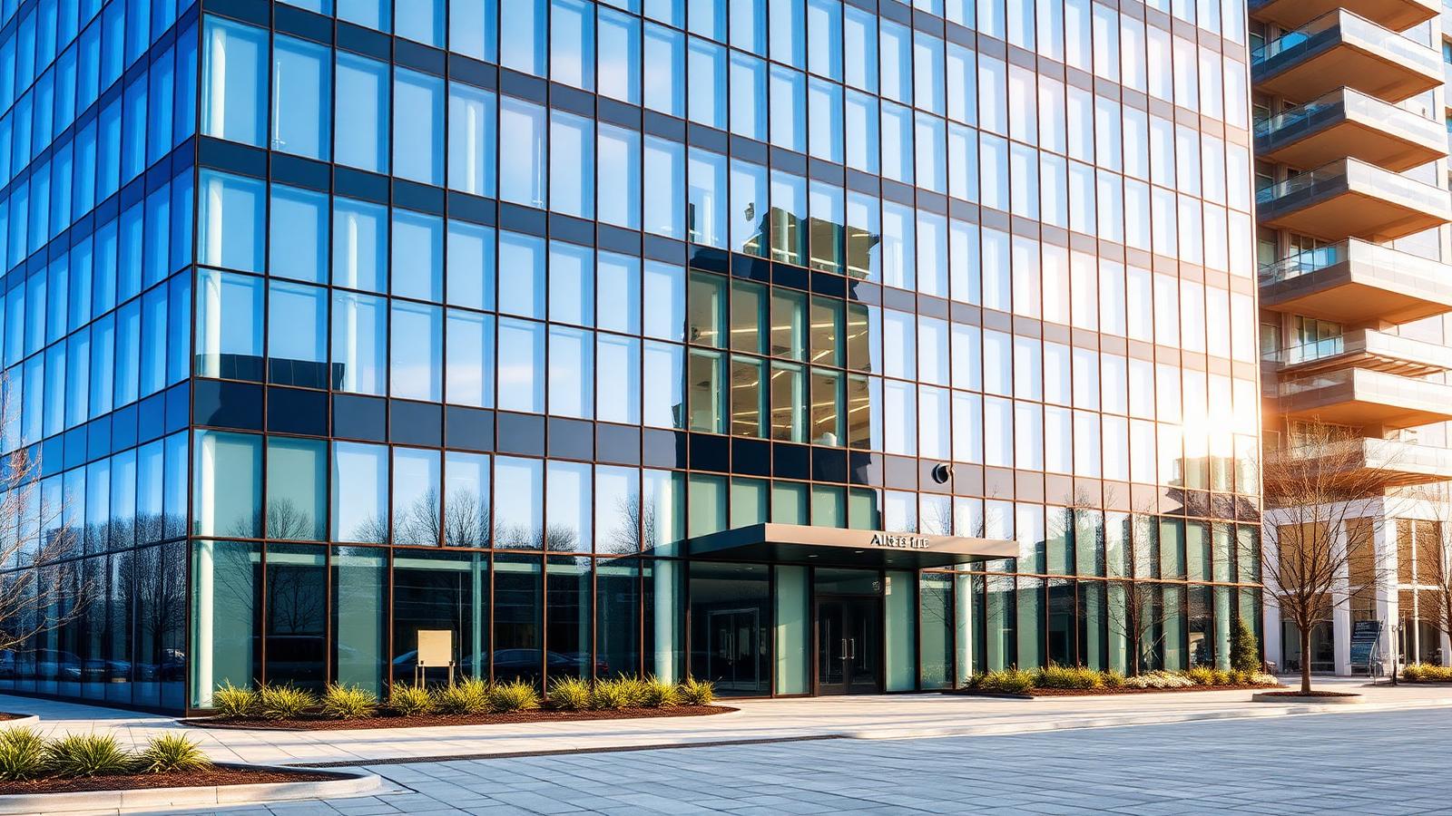 Exterior entrance and walkway maintenance at a commercial building