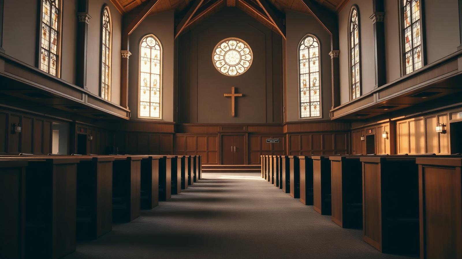 Interior of a faith facility prepared for a service