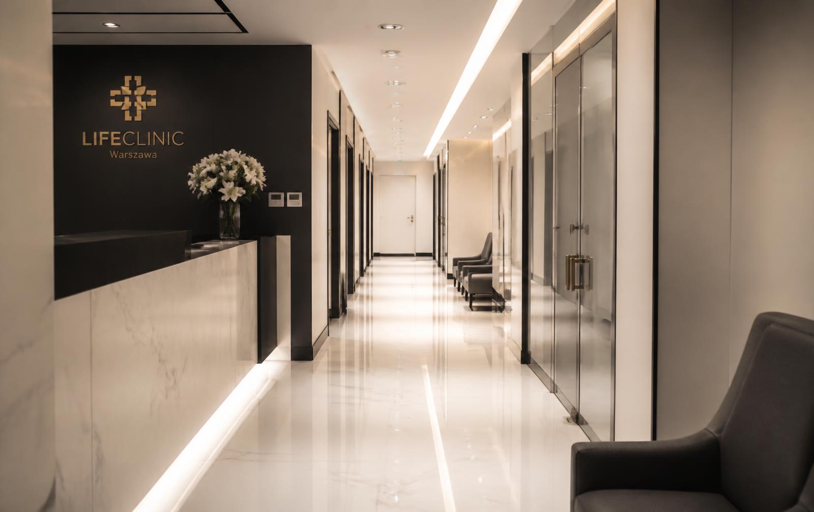 Spotless medical clinic corridor